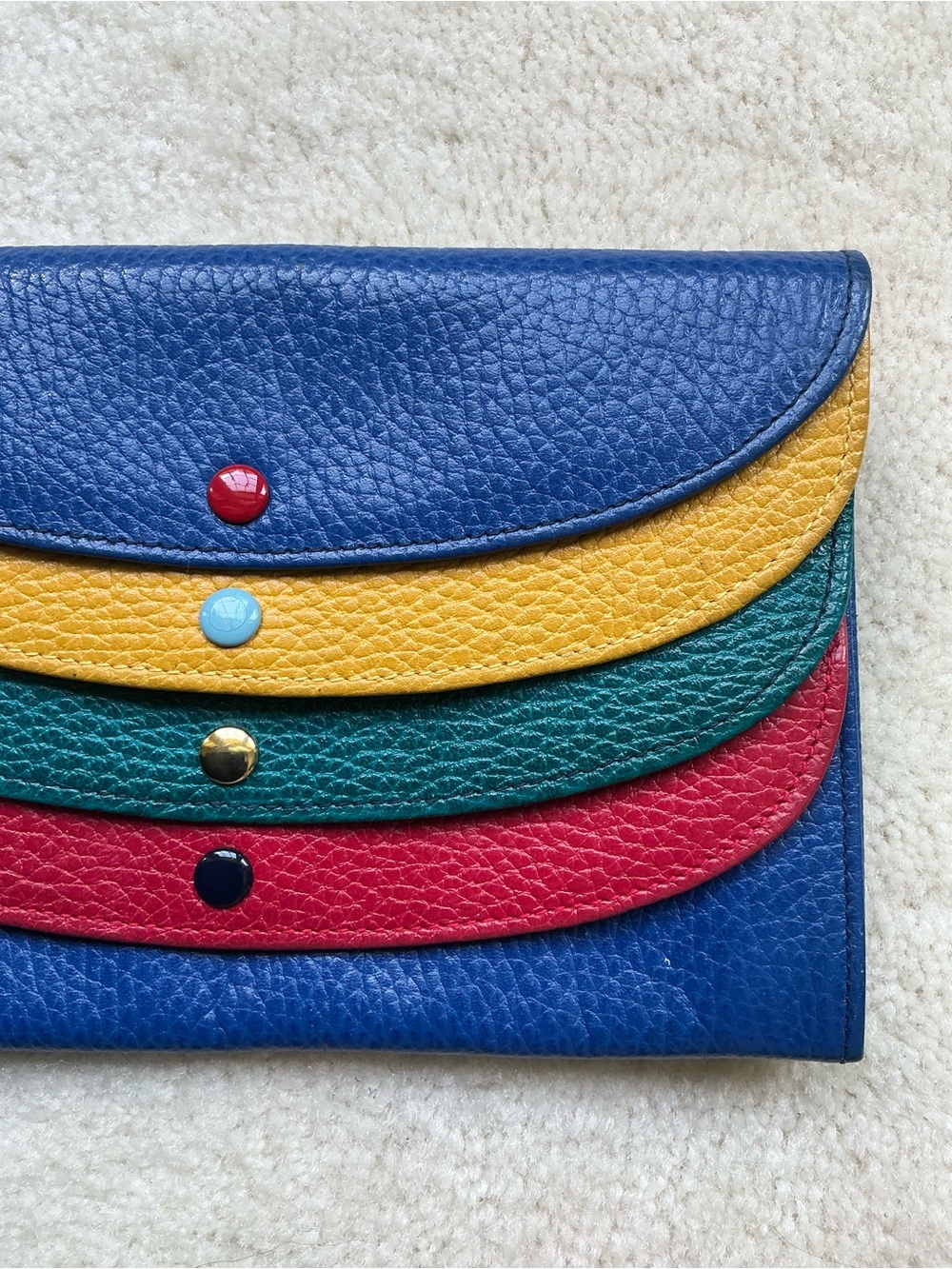 VINTAGE DESIGNER GIEFFE MULTI POCKET PEBBLED TRAVEL ENVELOPE WALLET - Picture 4 of 16
